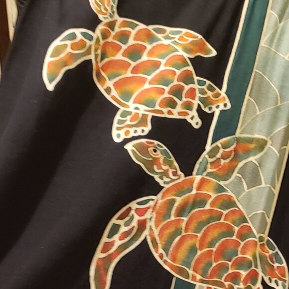 Eastern Sun Batik Sea Turtle Maxi Dress Size M Black  Tropical - Picture 5 of 9